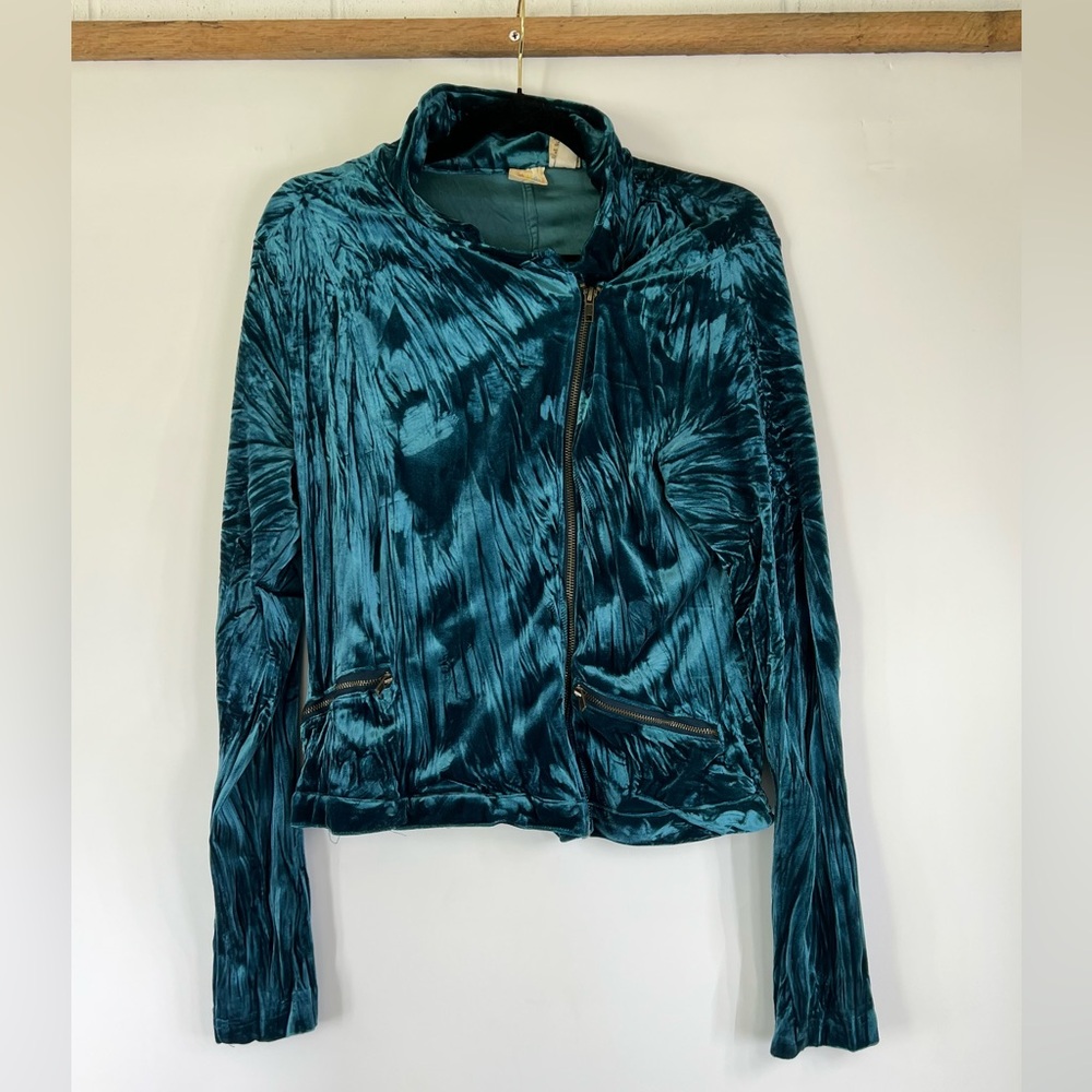 Mudd Turquoise Velvet Jacket Teens XL Fairy Grunge whimsigoth Dark Coquette